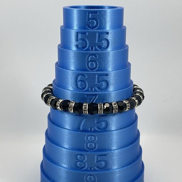 Black Glass Beaded Rhinestone Spacer Stretch Bracelet Boho Fashion Statement - Picture 6 of 6